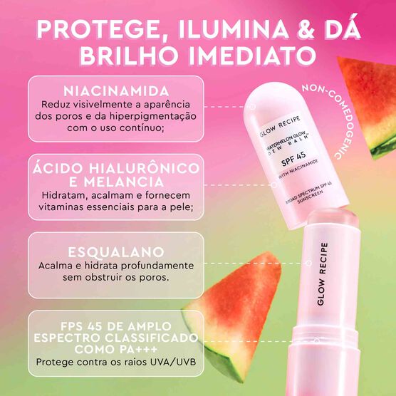 PROTETOR SOLAR SPF 45 GLOW RECIPE WATERMELON GLOW DEW BALM