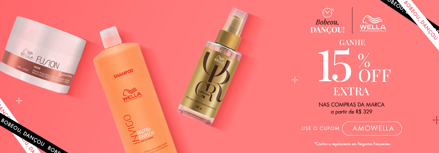 Wella Professionals | Ganhe 15% EXTRA nas compras da marca a partir de R$ 329 - Use o cupom: AMOWELLA
